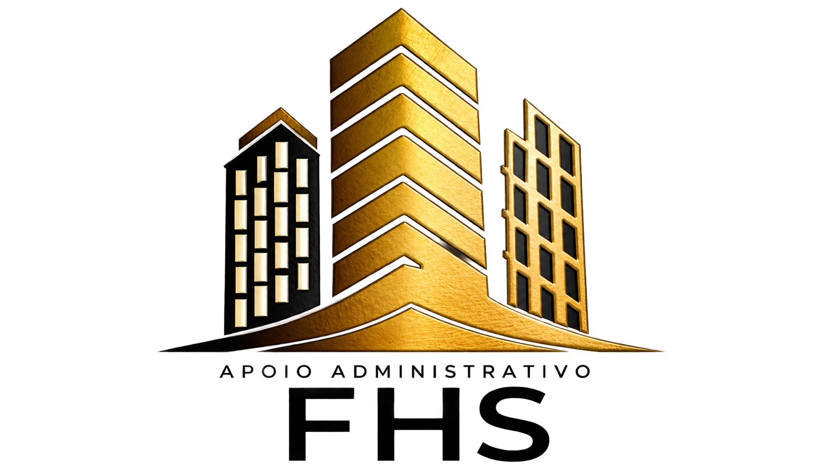 Logotipo dourado da FHS Apoio Administrativo